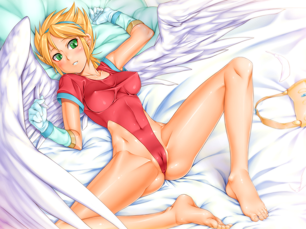 1girls barefoot bed blush breasts breath_of_fire breath_of_fire_i breath_of_fire_iii cameltoe clothing erect_nipples erect_nipples_under_clothes feet female gloves legs long_legs lying mt1 natsuya_(circle) nina_(breath_of_fire_i) smile spread spread_legs thighs wings