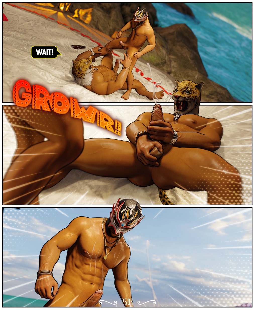 3d anal bara beach comic daemoncollection edging el_blaze erection gay king_(tekken) male_only mask muscle namco namco_bandai outdoors penis sega tekken tekken_3 virtua_fighter virtua_fighter_5 wrestling yaoi