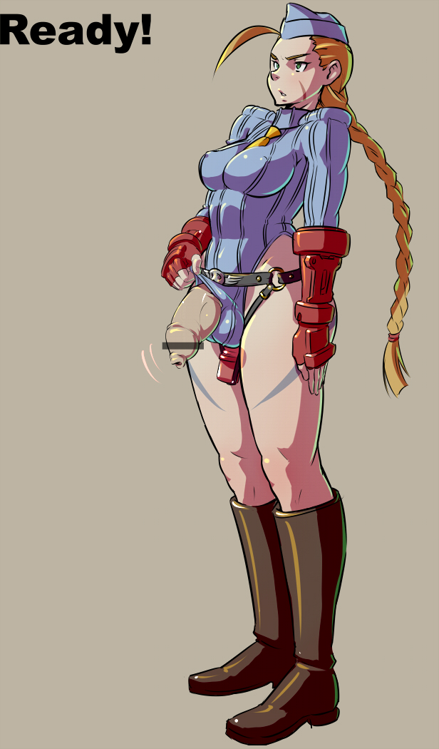 1futa, balls, balls bulge, balls in leotard, balls in panties, bar censor, belt, blonde hair, bodysuit, boots, braid, breasts, cammy white, capcom, censored, curvy, erect nipples, fingerless gloves, footwear, foreskin, futa only, futanari, gloves, green eyes, half-erect, hat, human, insertion, intersex, large breasts, large penis, leotard aside, long foreskin, long hair, mikoyan, necktie, nipple bulge, nipples, panties, panty bulge, penis, penis out, pointless censoring, scar, single braid, smooth penis, solo, solo futa, street fighter, tattoo, uncircumcised, uncut, unretracted foreskin