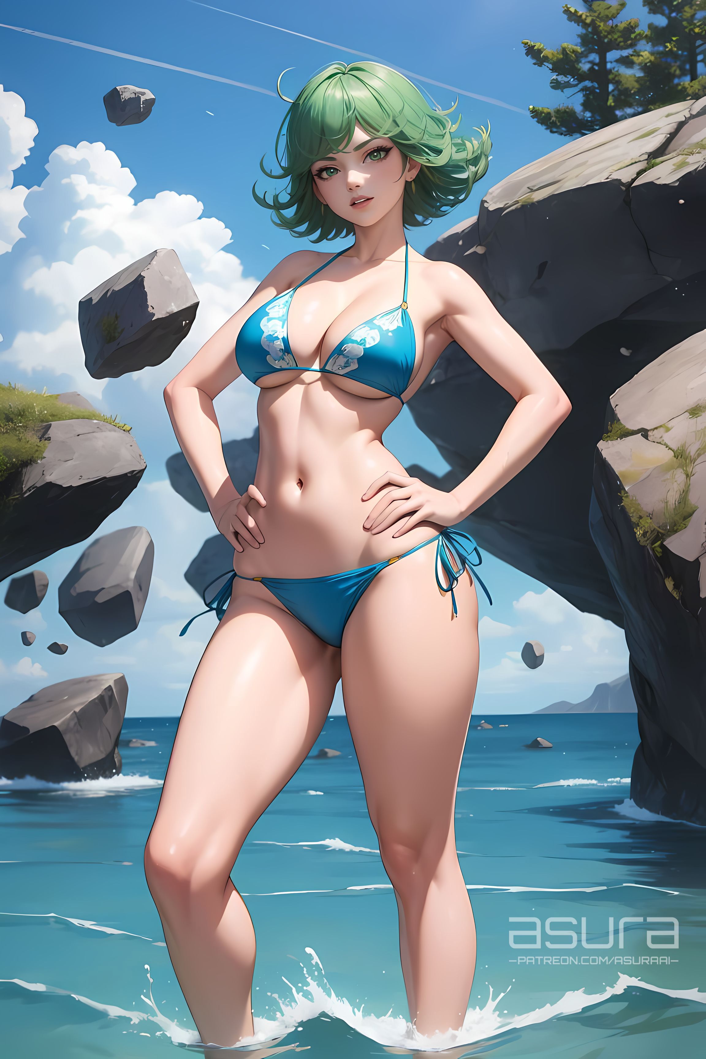 1girls, ai generated, breasts, female, female only, nai diffusion, one-punch man, solo, stable diffusion, swimsuit, tatsumaki