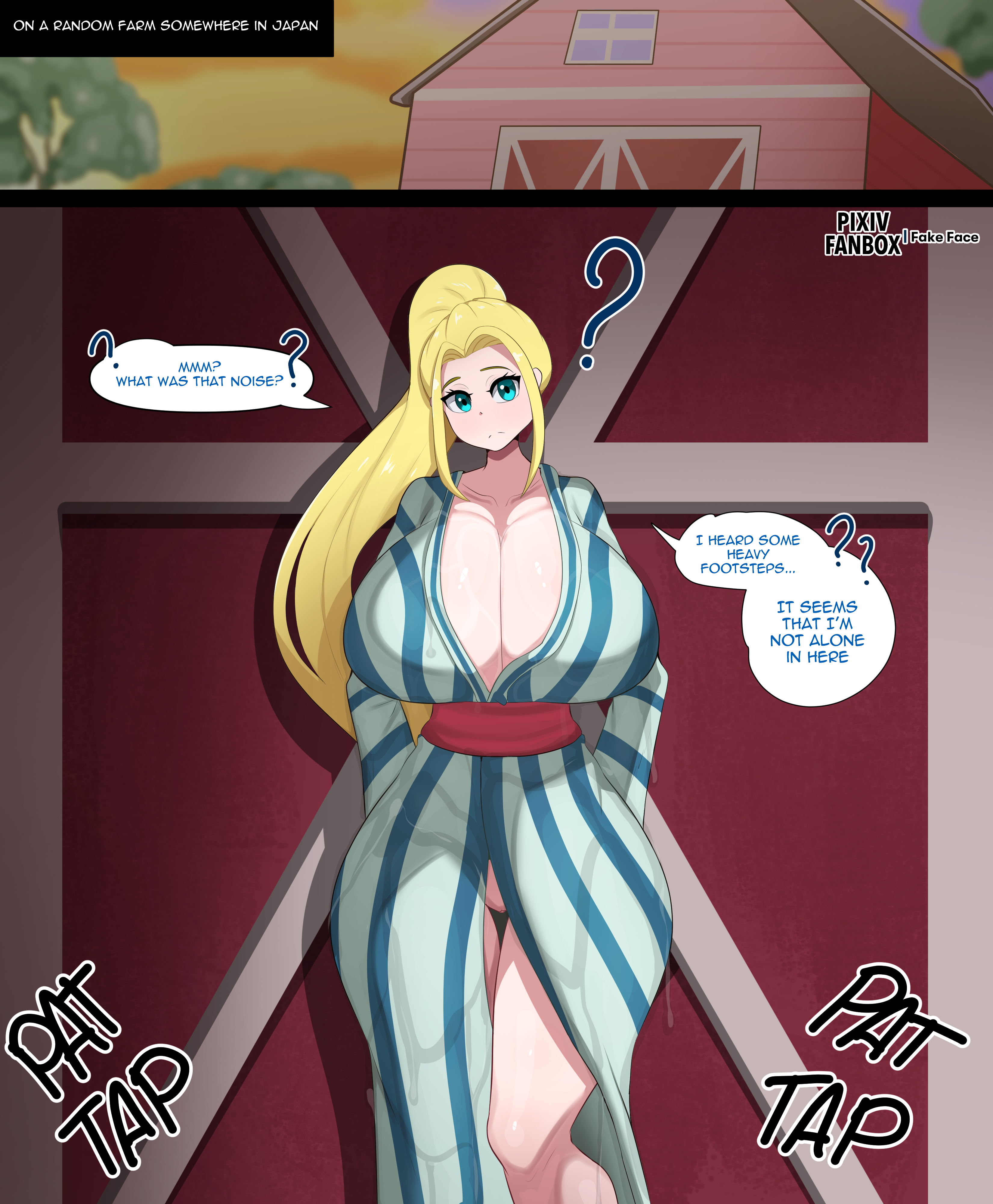 1girls, beatrix amerhauser, blonde hair, blonde-haired female, blue eyes, breasts, busty, cleavage, comic page, dialogue, english text, fake face, female, hi res, hips, huge breasts, long hair, pussy, thick thighs, thigh gap, thighs, uncensored, wide hips, zom 100: zombie ni naru made ni shitai 100 no koto