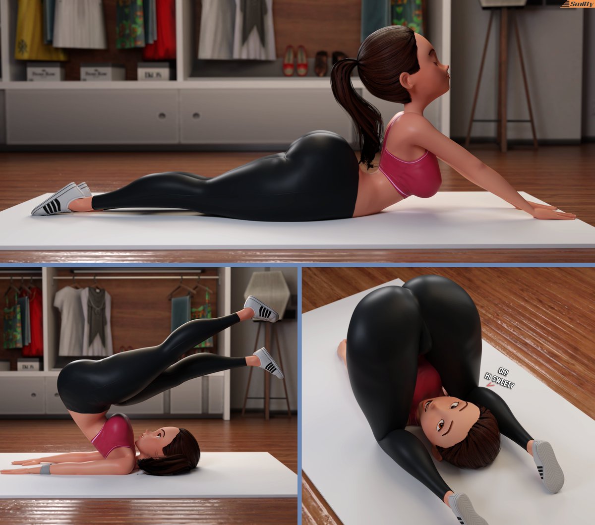 1girls, 3d, alternate version available, ass, ass focus, ass shot, big ass, big breasts, black pants, bottomwear, breasts, brown hair, bubble ass, bubble butt, english, english text, female, female only, footwear, full body, helen parr, huge ass, legs, legs up, looking back, mature, mature female, milf, multiple poses, multiple positions, multiple views, on stomach, pants, ponytail, pose, posing, shoes, smitty34, solo, solo female, sports bra, text, the incredibles, topwear, yoga pants