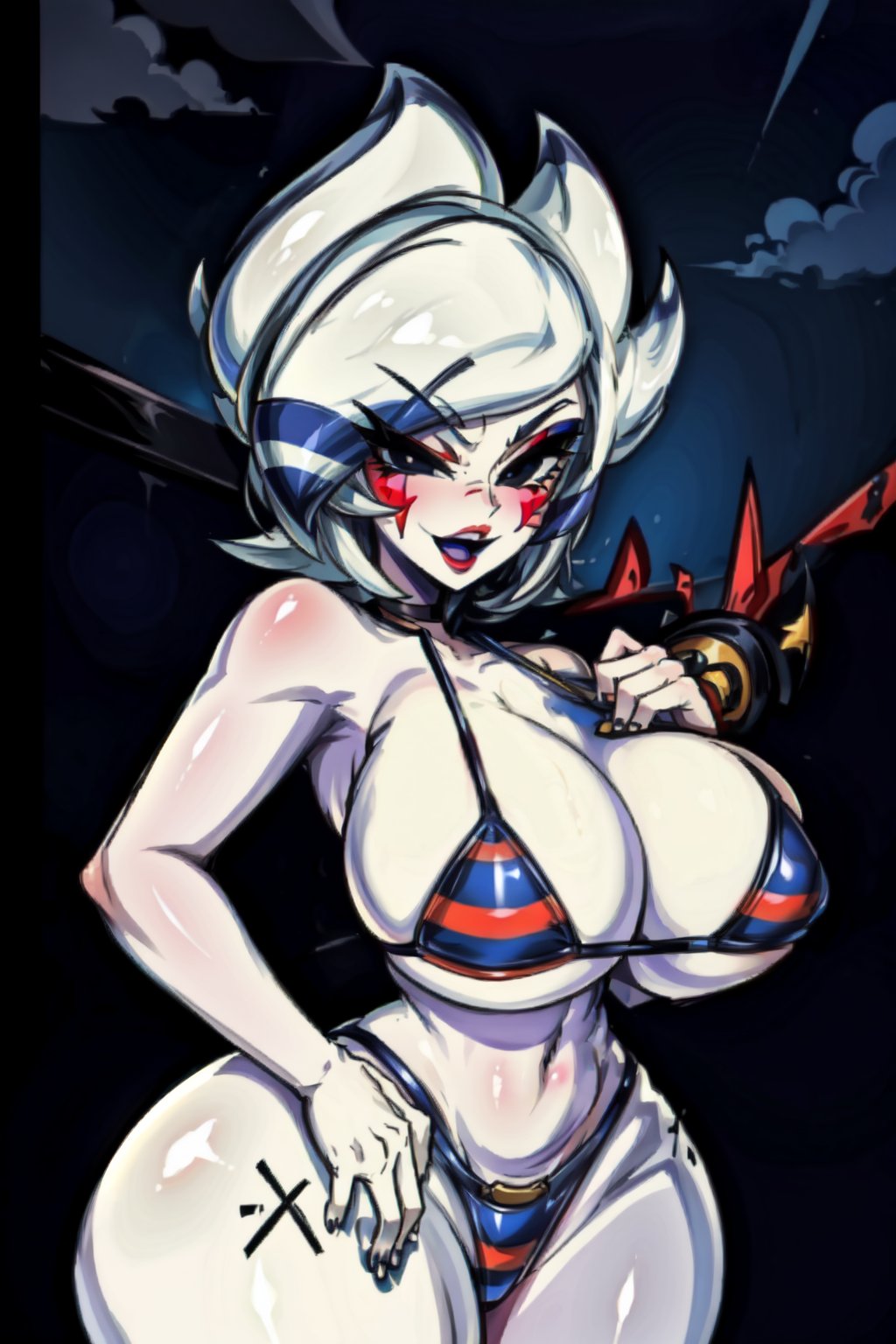 1girls, ai generated, big breasts, bikini, breasts, curvy, fazclaire's nightclub, female, female only, five nights at freddy's, fredina's nightclub, hourglass figure, looking at viewer, marie (cally3d), marie (cryptia), marionette (fnaf), open mouth, puppet (cally3d), puppet (fnaf), rocksolidart, scottgames, solo, solo female, swimwear, thick thighs, voluptuous, voluptuous female, white body, white skin, wide hips