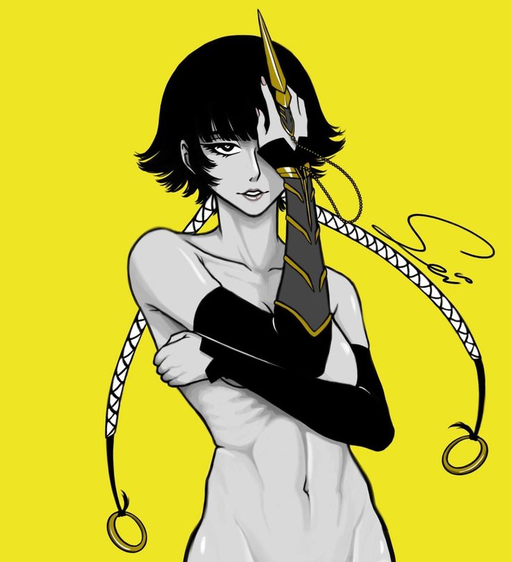 1girls, black, bleach, bleach: the thousand-year blood war, female, female focus, grey skin, hair, medium hair, nude, nude female, ribs, skinny, soifon, sui-feng, tagme, weapon, yellow background