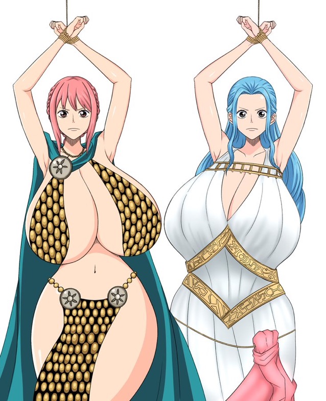 big_breasts bondage female female_only nefertari_vivi one_piece rebecca_(one_piece) restrained sihkygmojsn slave