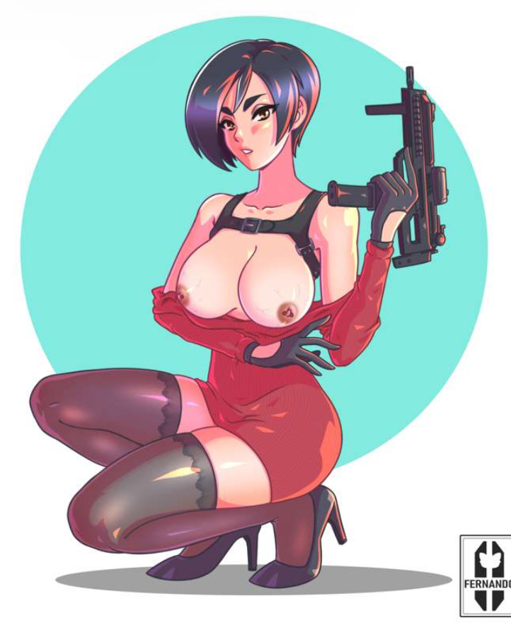 1girl 1girls ada_wong anime_eyes asian asian_female belt_harness big_breasts black_gloves breasts breasts_out female_focus female_human female_only female_solo girl_only gloves gun gun_holster high_heels holding_gun holding_weapon human_female iisfernado leggings looking_at_viewer nude pantyhose partially_undressed perched perching perching_position resident_evil resident_evil_4 secret_agent solo_female solo_focus solo_only