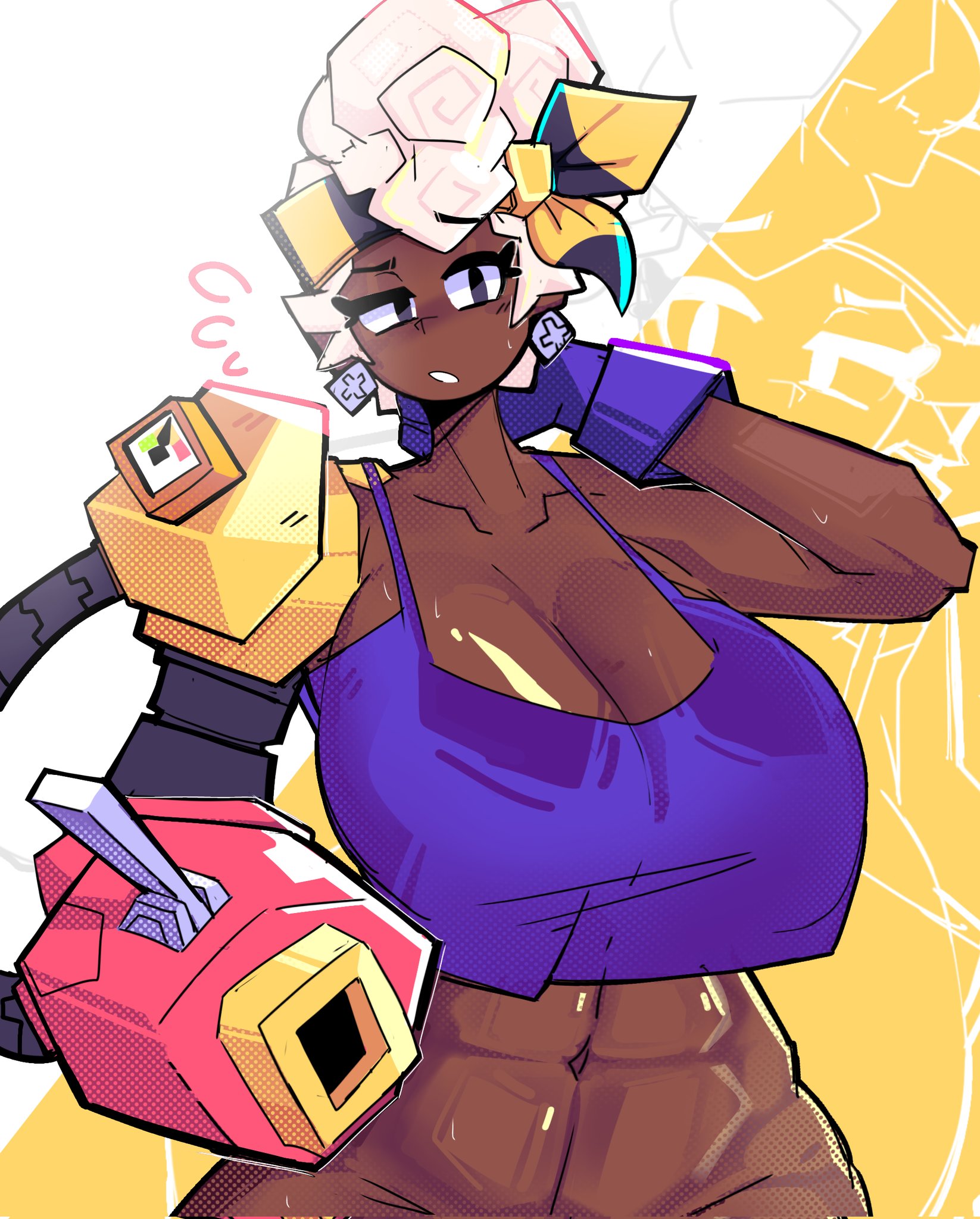 1girls, big breasts, brawl stars, breasts, dierelc, female, maisie (brawl stars)