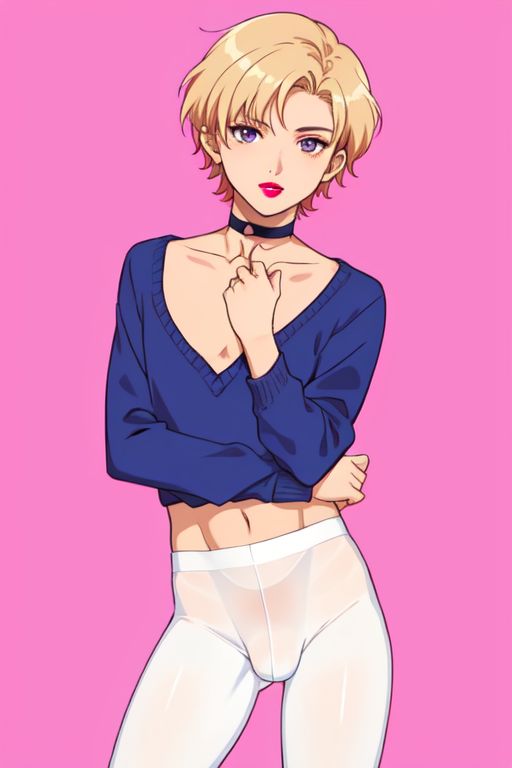 1boy 1femboy afroking ai_generated anime anime_style blonde_hair choker clothed clothing crossdressing cute cute_face dressed femboy feminine_male flat_chest flat_chested gay jumper lipstick makeup male male_only pale-skinned_male pale_skin pantyhose posing purple_eyes red_lipstick sissy skinny skinny_male solo sweater teenage_boy teenager twink white_body white_pantyhose white_skin yaoi