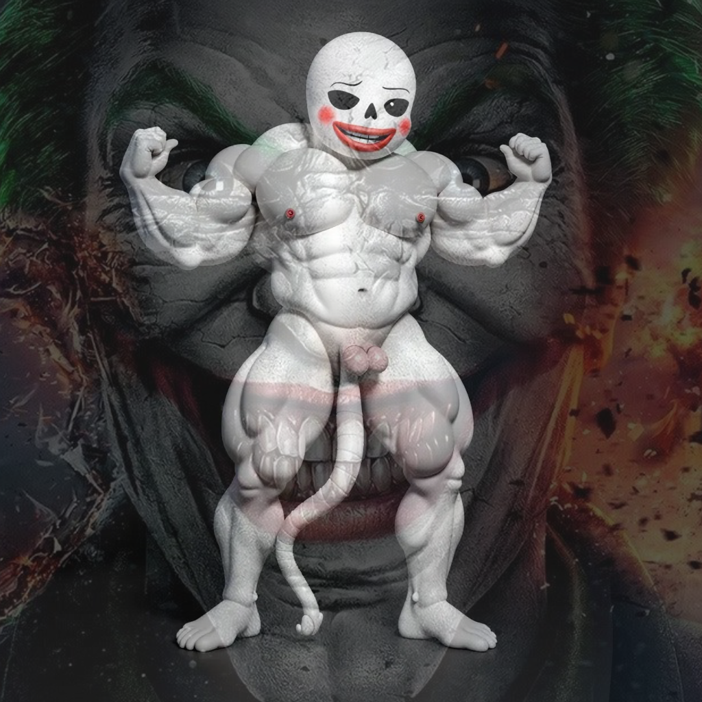 ai_generated batman_(series) bbg_sans bbg_sexy_sans blue_penis buff cursed deformed_genitalia jonkler lipstick nude nude_male penis red_lipstick sans shitpost the_joker undertale undertale_(series) what_has_science_done what_the_fuck