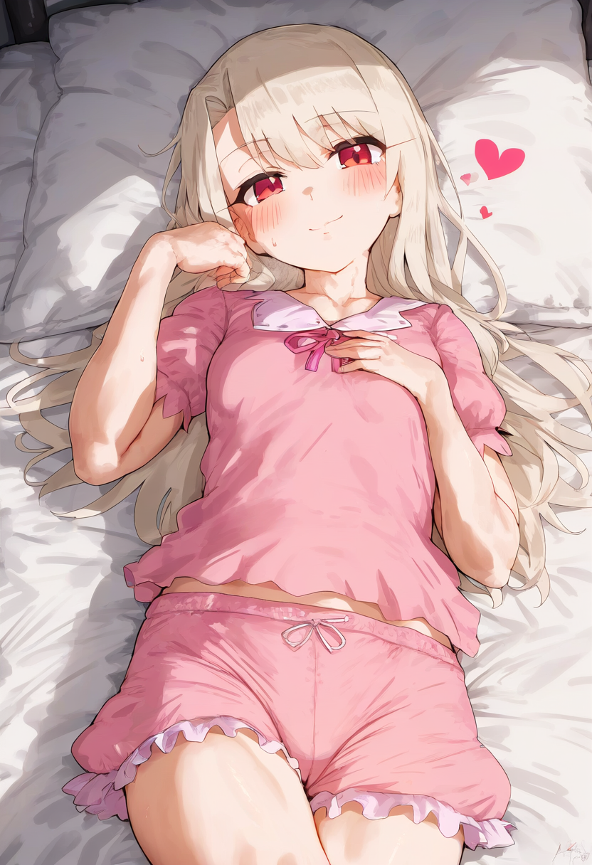 adorable ai_generated bed bedroom fate_(series) female illyasviel_von_einzbern pajamas petite shortstack small_breasts