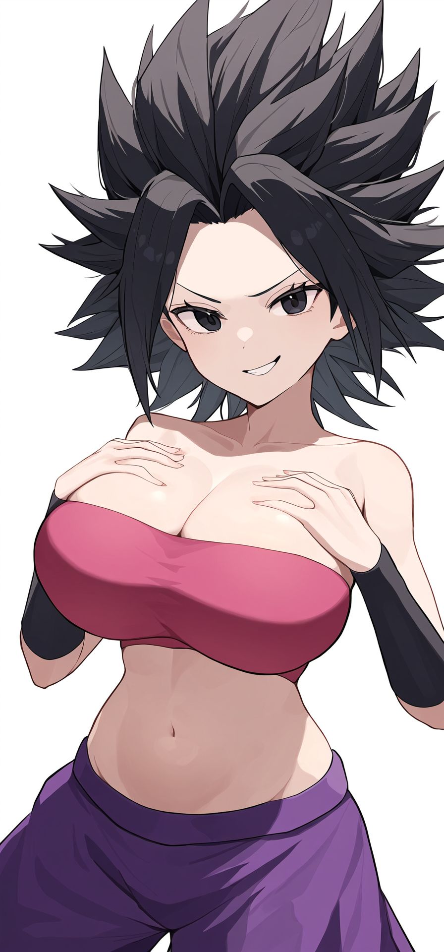 1girls big_breasts breast_band caulifla dragon_ball dragon_ball_super looking_at_viewer