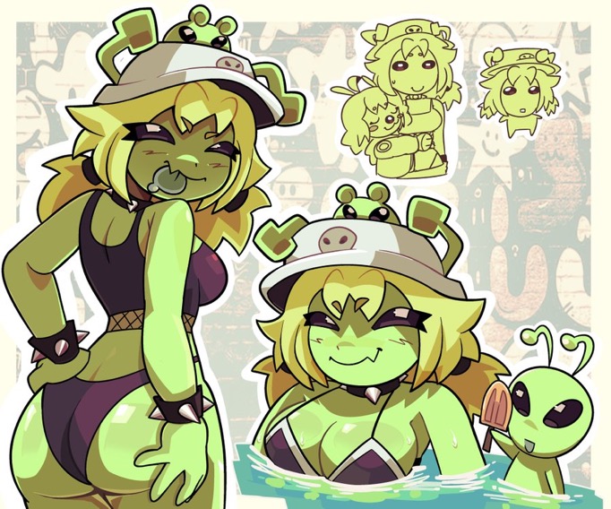 1girls, alien, ass, bikini, bra, breasts, female, gloopy (booventhealien), imjestergmc, presenting ass, tagme (artist), twitter user oc, underwear
