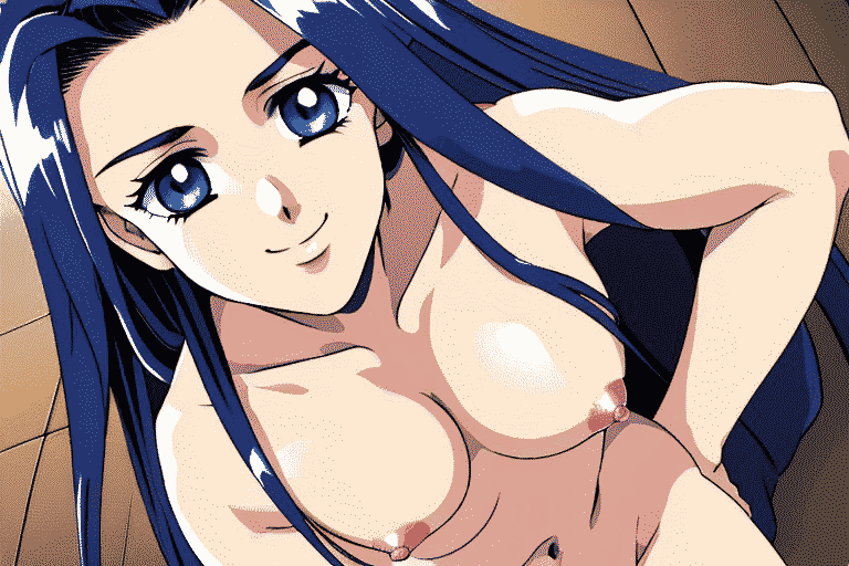 1girls ai_generated blue_eyes blue_hair elf_(company) fanart nipples pc98 pixel_art