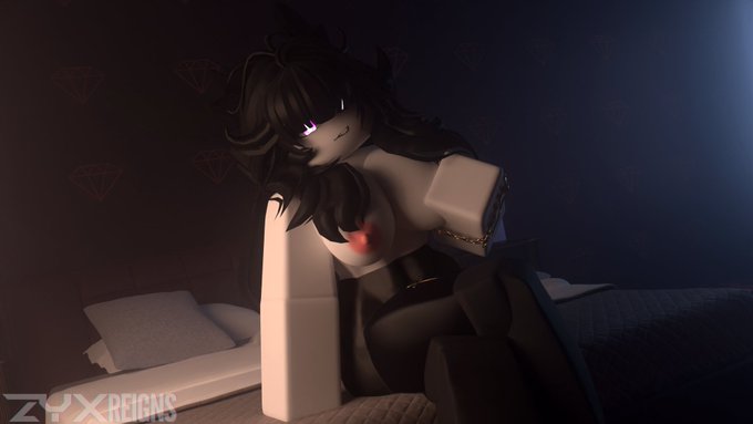 1girls 3d areolae arm_on_leg artist_name avesta_(zyxreigns) big_areola big_breasts black_hair curvaceous curvy curvy_figure female female_focus female_only glowing_eyes looking_at_viewer nun partially_clothed pink_eyes roblox robloxian sitting sitting_on_bed smirk topless watermark white_body white_skin zyxreign