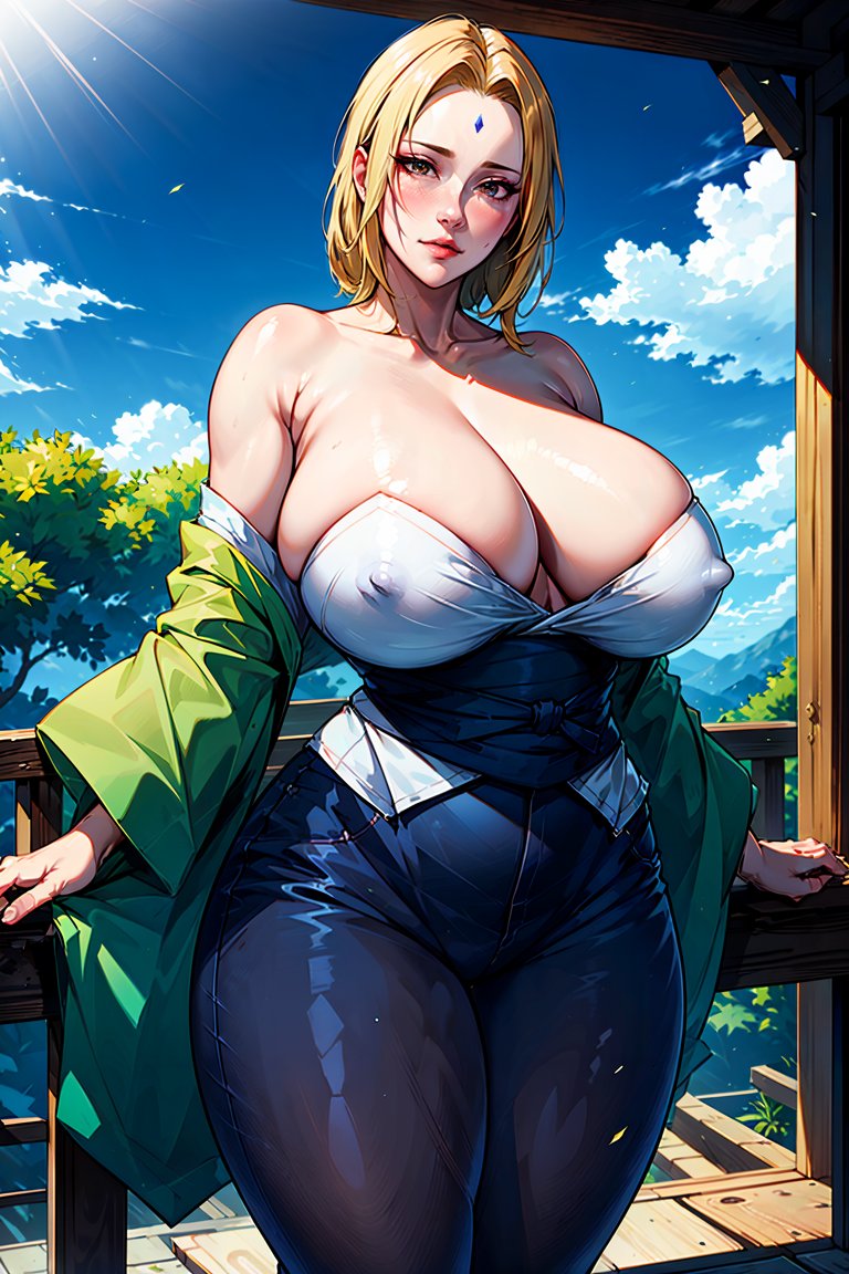 ai generated, big breasts, blonde hair, breasts, cleavage, female, fr34ky, large breasts, mature female, milf, mommy, naruto, naruto (series), naruto shippuden, tsunade