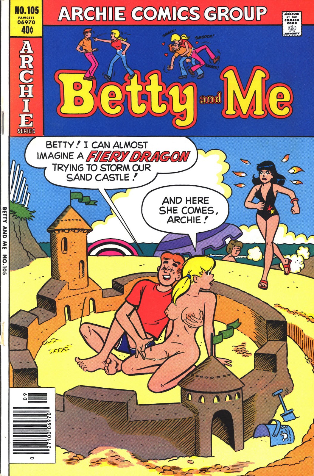 1boy 2girls after_fingering angry archie_andrews archie_comics areolae beach betty_cooper breast_grab breasts clothed_male_nude_female cmnf comic_cover english_text female groping_breasts human male moriartyhide nipples one-piece_swimsuit pale_skin sand_castle swimsuit veronica_lodge