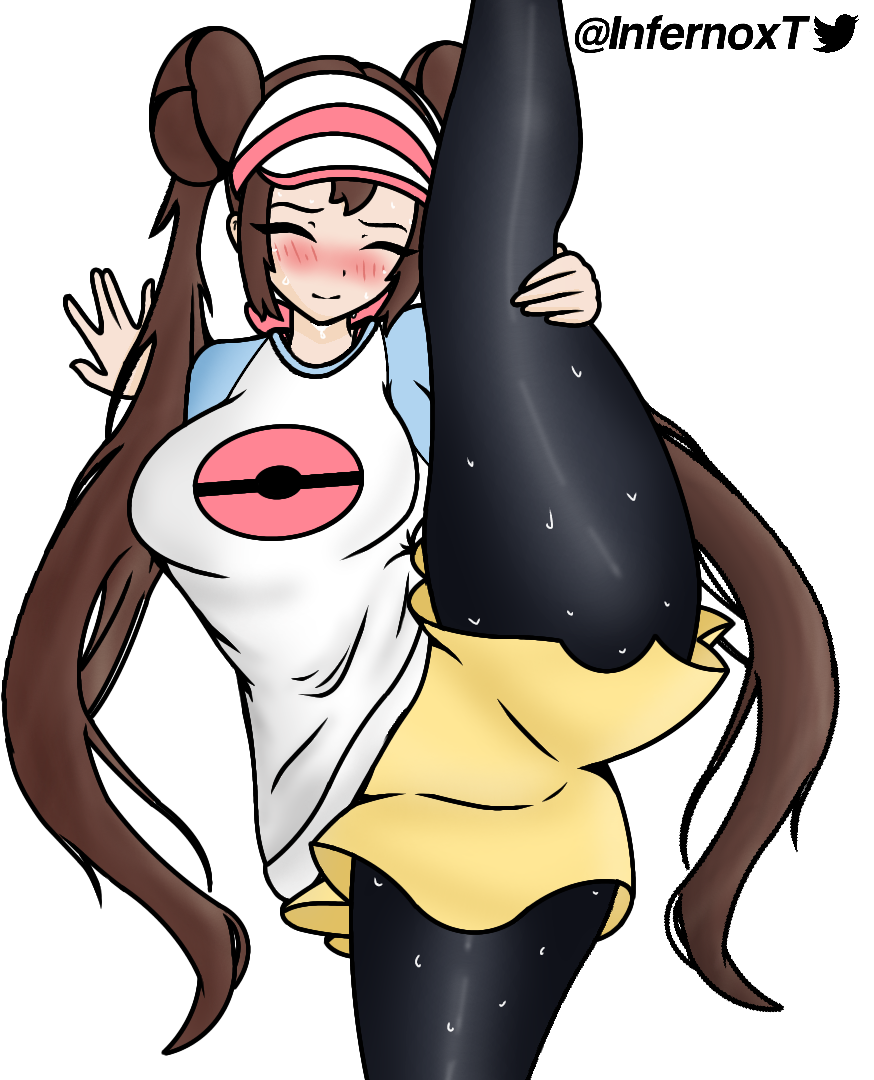 big_breasts black_legwear brown_hair clothed infernoxt pokemon rosa_(pokemon) thick_thighs twintails