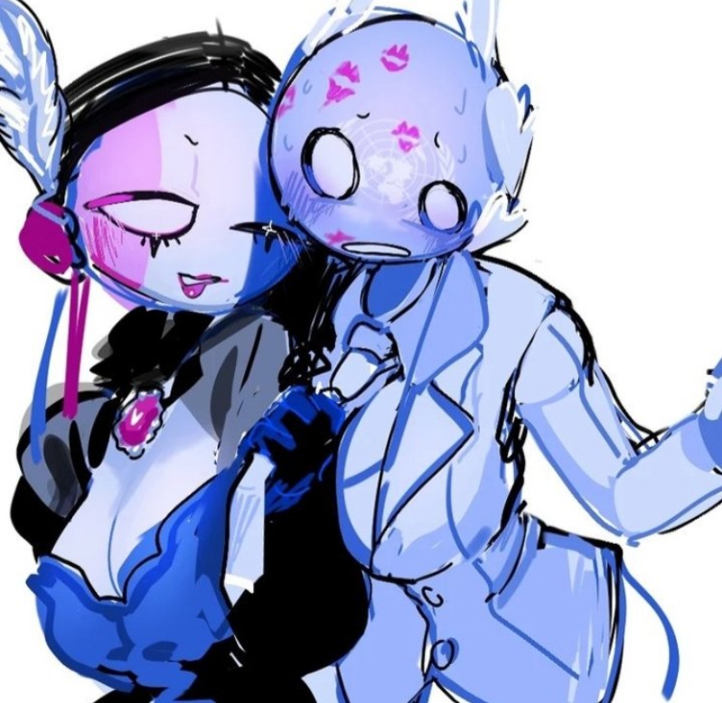 2girls clothed_female countryhumans countryhumans_girl detailed france_(countryhumans) grabbing_tie headwear high_quality lipstick lipstick_mark looking_at_partner looking_at_viewer necktie_grab necktie_pull oceanic_pallete shading small_image united_nations_(countryhumans) white_background white_eyes white_headwear