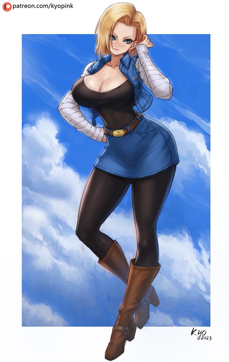 1girls, android 18, ass, blonde, blonde hair, blonde-haired female, blue eyes, blue-eyed female, boots, breasts, cameltoe, cleavage, curvy, dragon ball, erect nipples, female, huge areolae, huge ass, huge breasts, kyopink, nipples, puffy nipples, pussy, short hair, short-haired female, thick lips, voluptuous, wide hips, yellow hair