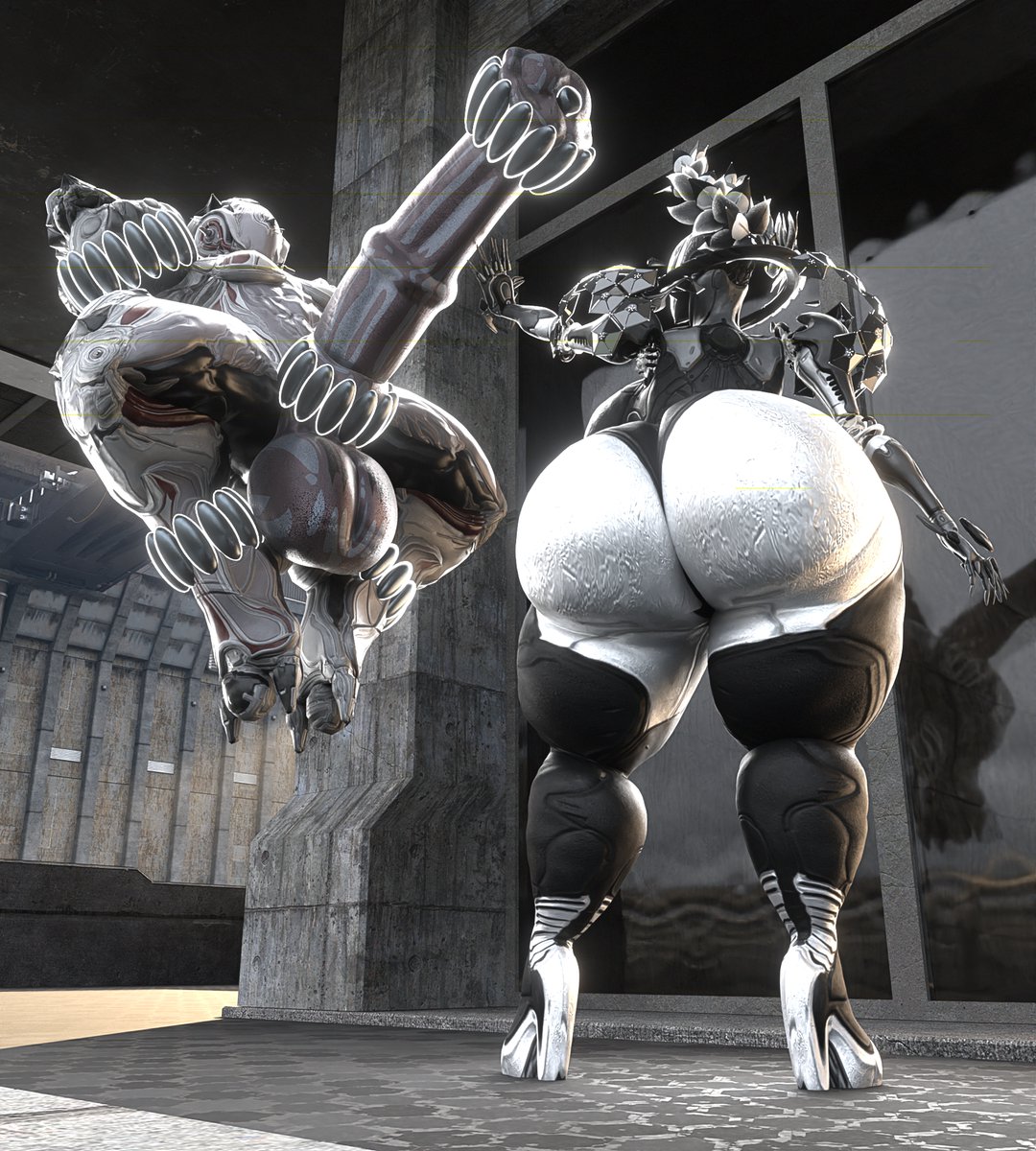 big_ass big_breasts big_penis breasts bubble_butt digital_extremes female hildryn_(warframe) huge_ass huge_breasts huge_cock mag_(warframe) penis qzk_forte thick_thighs warframe wide_hips