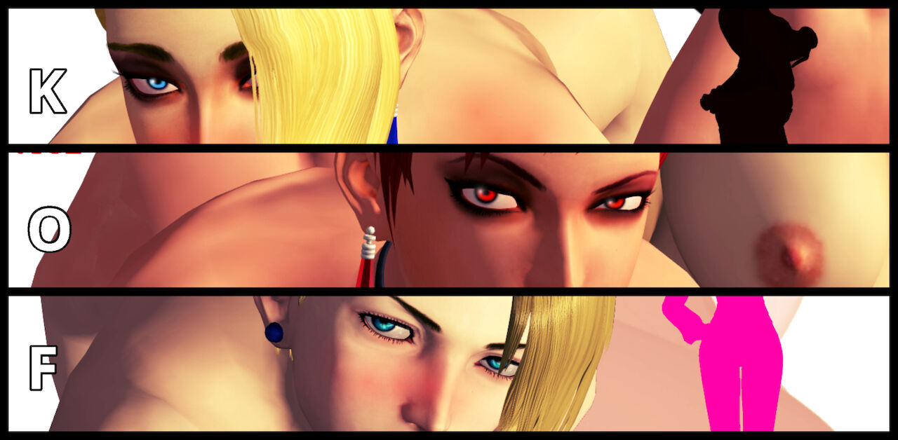 3girls blonde_hair blue_eyes blush blushing_at_viewer breasts breasts breasts dark-skinned_female dark_skin earring earrings female female_only king_(snk) king_of_fighters light-skinned_female light_skin long_hair looking_at_viewer mature_(kof) naked nipples nude on_knees red_eyes red_hair seductive_look short_hair suggestive suggestive_pose tan_body vice_(kof)