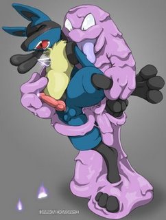 anal color darknek0gami fur furry furry_only gay grimer interspecies lowres lucario male male_only multiple_males penis pokemon pokemon_(species) pokephilia sex yaoi