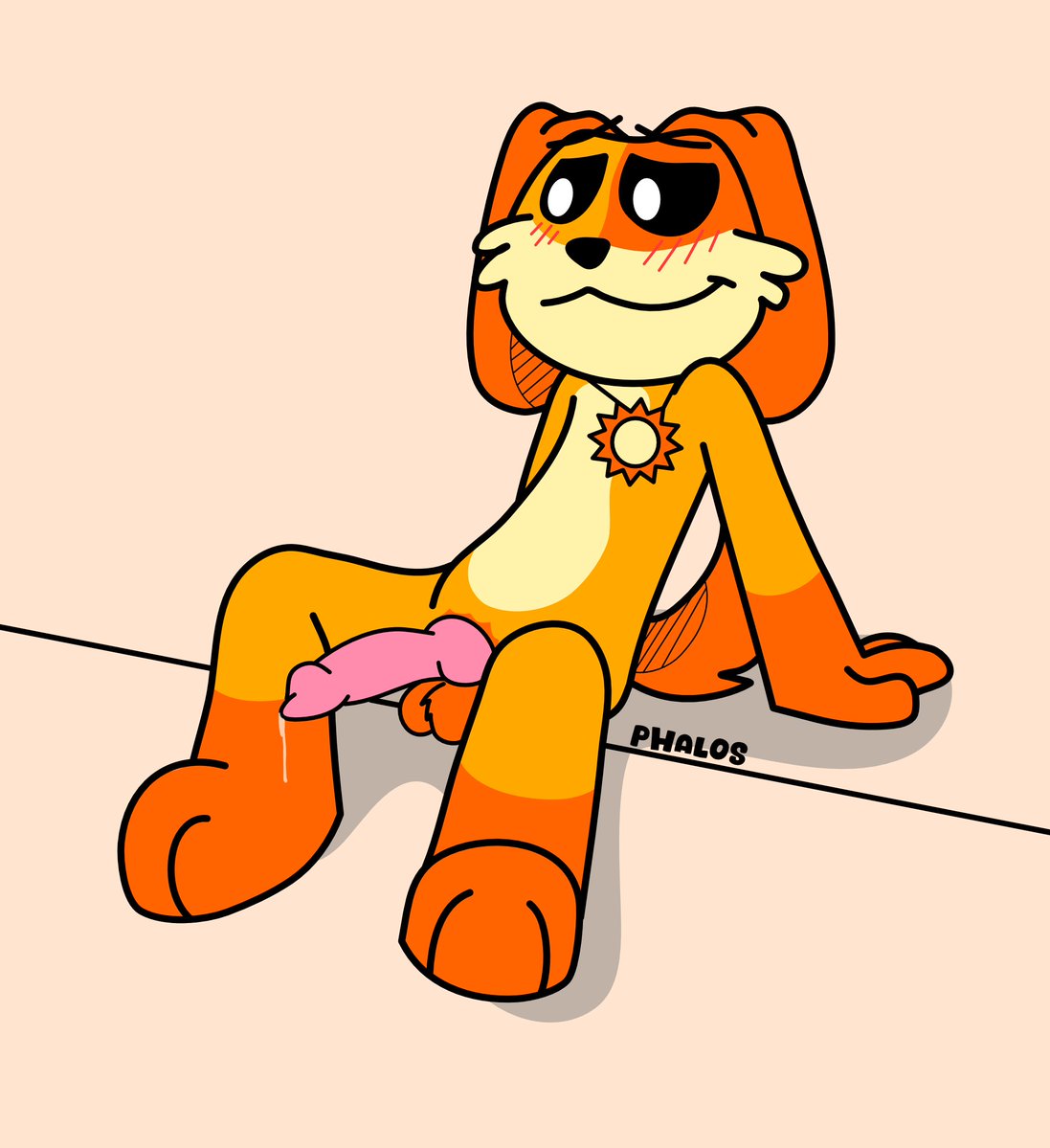 1boy 1male 3_fingers 3_toes anthro anthro_only balls blush blush_lines blushing blushing_male canid canid_humanoid canine canine_genitalia canine_humanoid canine_penis casual_nudity critters_(poppy_playtime) dog dog_ears dog_nose dog_penis dogday dogday_(poppy_playtime) doggy domestic_dog furry furry_only genitals knot knotted_penis looking_away no_humans orange_fur orange_skin penis phalos pink_penis poppy_playtime poppy_playtime_(chapter_3) precum precum_drip presenting presenting_hindquarters presenting_penis shy sitting sitting_on_ground smiling_critters yellow_fur