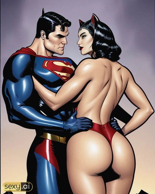 1boy1girl ai_generated alien alien_humanoid ass big_ass big_breasts breasts catwoman clark_kent dat_ass dc dc_comics duo duo_focus interspecies male/female selina_kyle straight straight straight_hair superhero superman thief villainess voluptuous voluptuous_female wide_hips