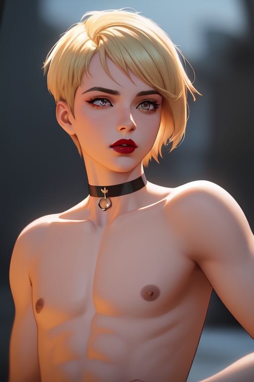 1boy 1femboy 3d abs afroking ai_generated athletic athletic_male blonde_hair choker cute cute_face exposed_breasts exposed_nipples exposed_torso eyeliner femboy feminine_male fit fit_male flat_chest flat_chested gay lips lipstick makeup male male_only muscles muscular muscular_male naked naked_male pale-skinned_male pale_skin red_lipstick short_hair sissy solo textless topless topless_male twink white_body white_skin yaoi