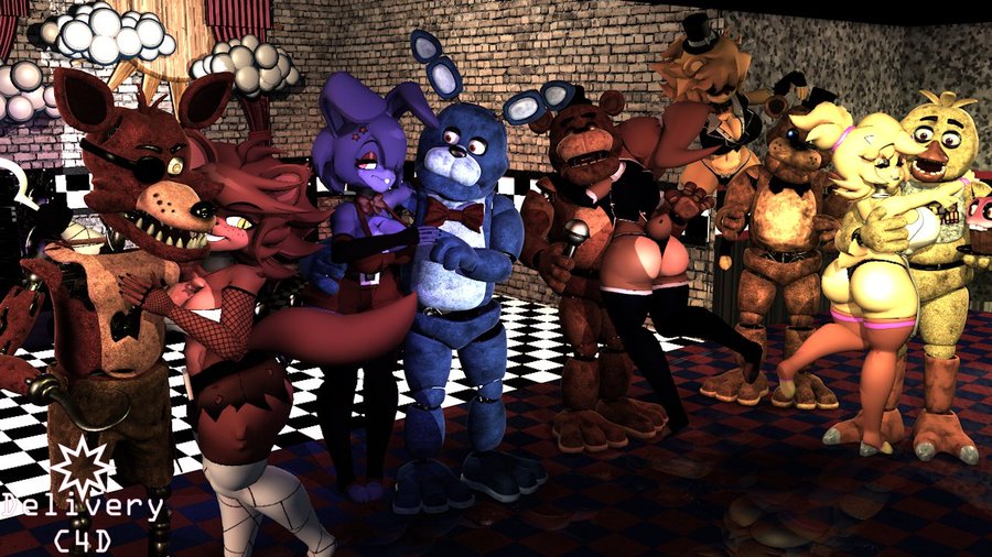 6girls bib bonfie bonfie_(cryptia) bonnie_(cally3d) bonnie_(fnaf) chica_(cally3d) chica_(fnaf) chiku chiku_(cryptia) eyepatch female fexa fexa_(cryptia) fishnet_armwear five_nights_at_freddy's five_nights_at_freddy's_(film) floating foxy_(cally3d) foxy_(fnaf) freddy_(fnaf) fredina's_nightclub fredina_(cally3d) frenni_fazclaire golden_freddy_(fnaf) golden_fredina_(cally3d) haunted hook hug hugging male panties pizzeria possessed thighhighs top_hat tophat type_0