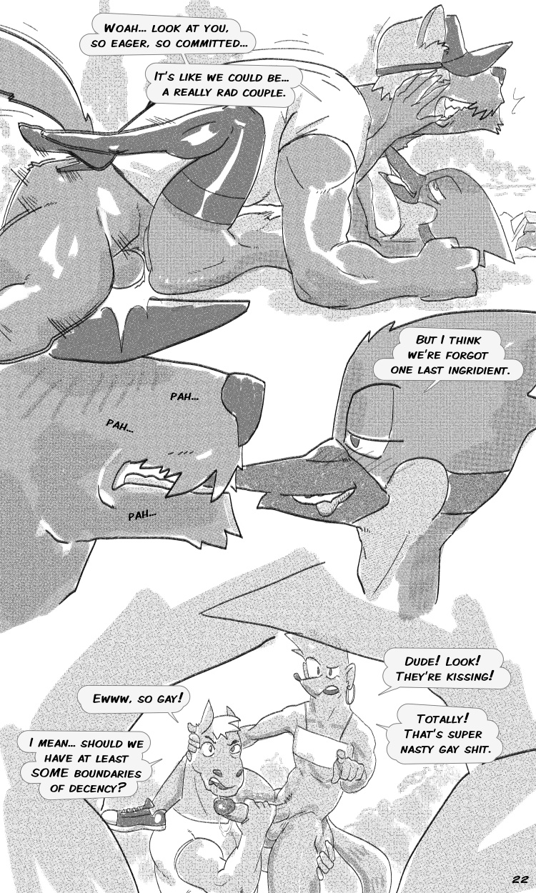 anthro avian bedroom_eyes bird black_and_white blue_jay canid canine canis cartoon_network close-up clothed clothing comic corvid cringing crossdressing dialogue domestic_dog equid equine fellatio footwear genitals gesture group hand_on_butt hand_on_penis hi_res high_heels horse jackofak jay_(bird) kissing leg_on_shoulder legwear lying male male/male male_penetrated male_penetrating male_penetrating_male mammal monochrome mordecai_(regular_show) motion_lines narrowed_eyes new_world_jay on_back oral oscine passerine penetration penile penis pointing pointing_at_another procyonid raccoon regular_show rigby_(regular_show) seductive sex speech_bubble stockings stomach_bulge