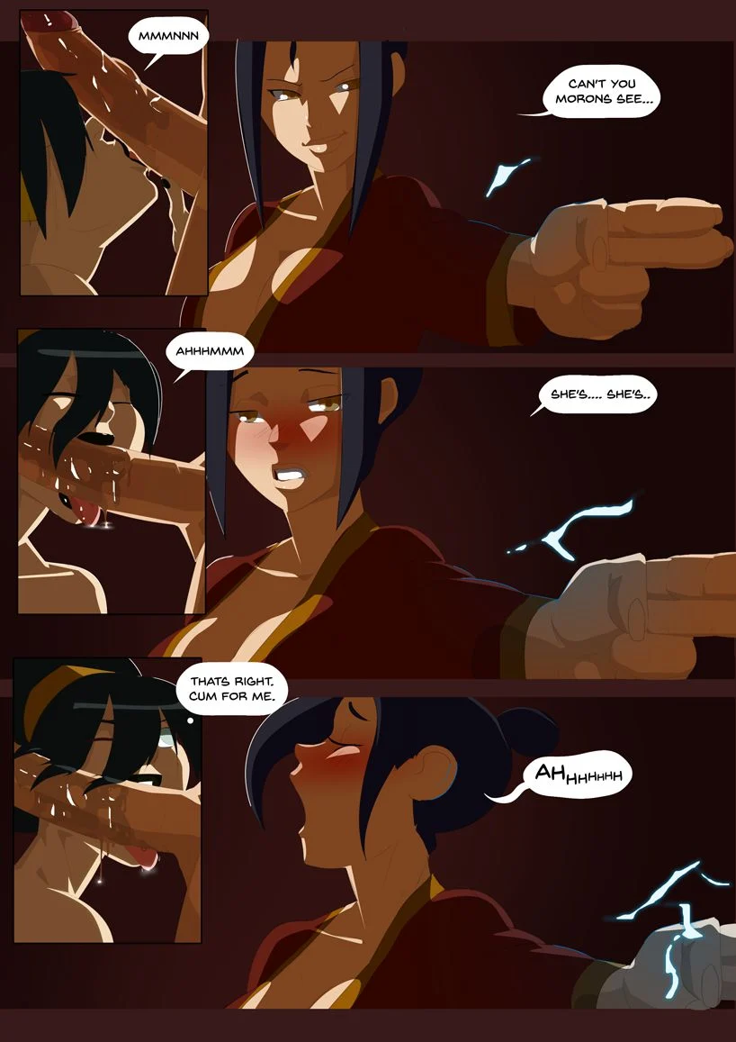 1futa 1girl1futa 1girls avatar_legends avatar_the_last_airbender azula big_breasts black_lipstick comic earth_kingdom english_text female fire_nation futa_on_female futanari huge_ass huge_breasts morganagod short_hair speech_bubble text toph_bei_fong