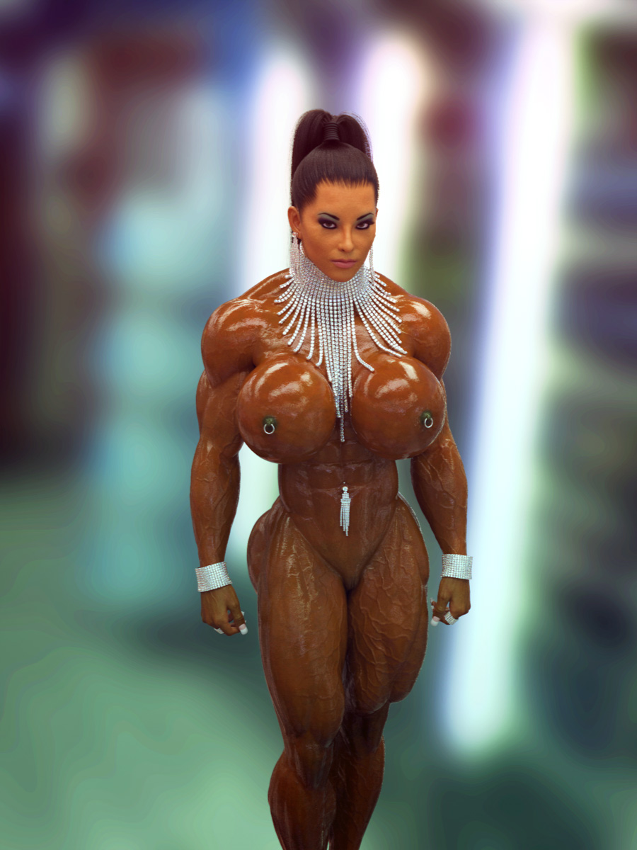 3d bimbo female heels jewelry jewelry_only large_breasts muscular_female siberianar solo tanned