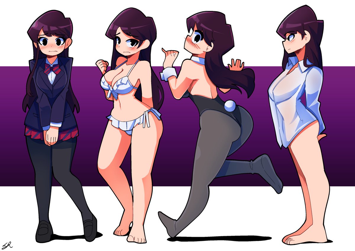 ass bikini bikini_bottom bikini_top breasts bunny_costume bunny_girl bunnysuit female female_only ghelber0 komi-san_wa_komyushou_desu komi_shouko only_female only_shirt only_top solo tagme