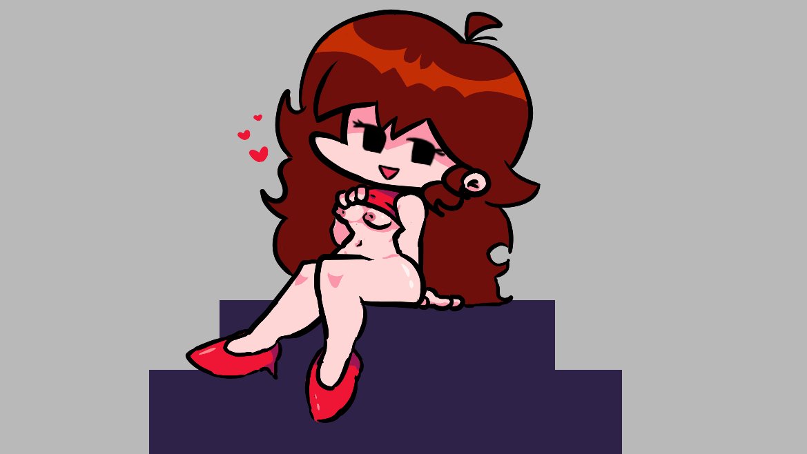 1girls, auburn hair, breasts, dress, female, female only, flashing, flashing breasts, friday night funkin, girlfriend (friday night funkin), heart, heels, high heels, newgrounds, nipples, red dress, sitting, small breasts, solo, solo female, stalker8018