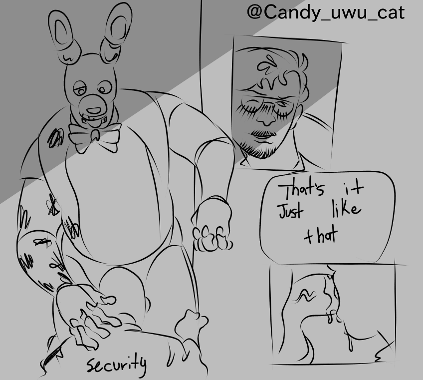 five_nights_at_freddy's five_nights_at_freddy's_(film) fnaf joke_art male male_only matthew_lillard monochrome springtrap springtrap_(fnaf) steve_raglan william_afton william_afton_(film)