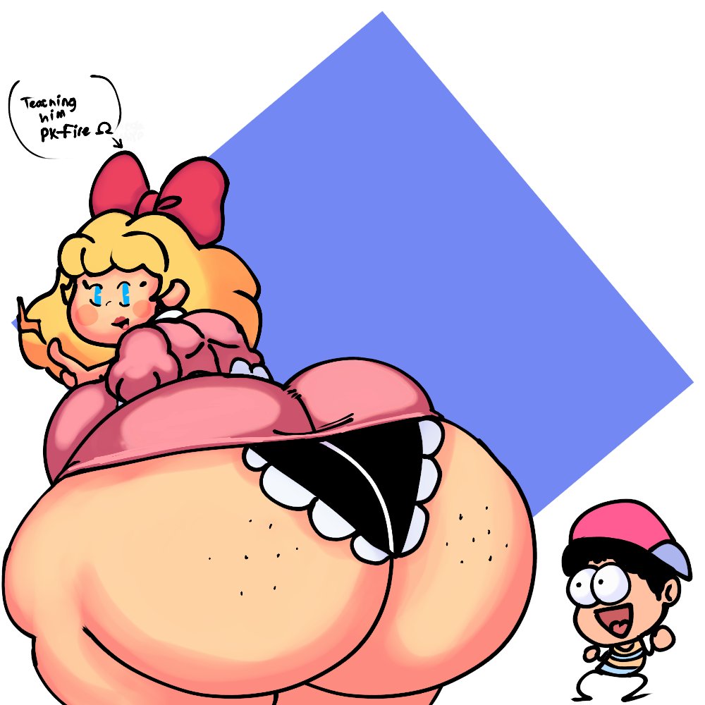 1girls ass big_ass big_breasts black_panties blonde_hair blue_eyes blush bow_tie curvy dat_ass dress earthbound earthbound_(series) freckles_on_ass hair_tie huge_ass monstorlilly mother_(series) ness nintendo panties paula_jones paula_polestar pink_dress teasing thick_ass thick_thighs voluptuous