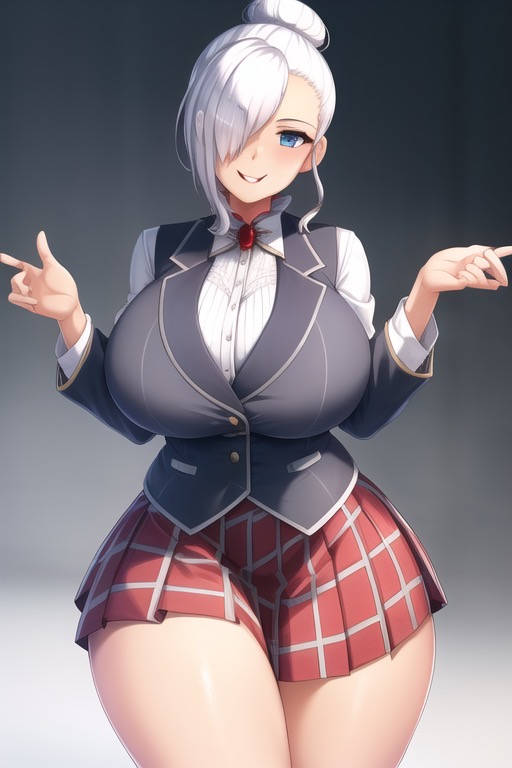 1girls ai_generated big_breasts blue_eyes breasts curvaceous curvy curvy_female eyes female female_focus female_only hair_over_one_eye huge_breasts large_breasts light-skinned_female light_skin looking_at_viewer miniskirt rwby school_uniform schoolgirl thick thick_thighs transformationwitch voluptuous voluptuous_female white_hair winter_schnee