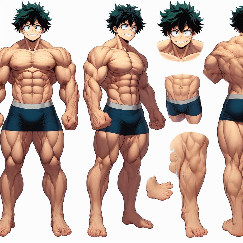 1boy 1male 1man abs ai_generated bara bara_tiddies bara_tits barefoot biceps big_muscles concept_art deltoids feet hyper_muscles izuku_midoriya large_pecs large_pectorals male_focus male_nipples male_only man man_boobs man_breasts man_tits manly masculine masculine_male muscle my_hero_academia pecs pectorals shorts solo_male trapezius