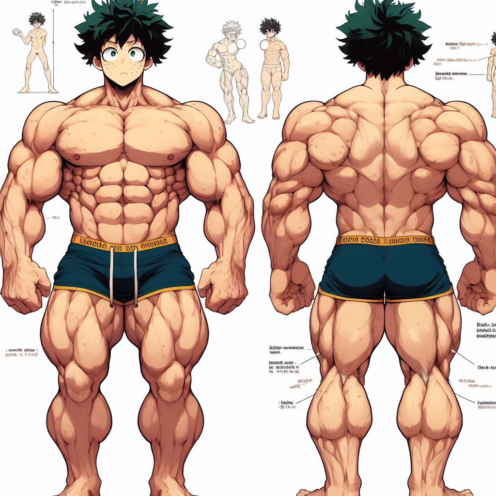 1boy 1male 1man abs ai_generated bara bara_tiddies bara_tits biceps big_muscles concept_art deltoids hyper_muscles izuku_midoriya large_pecs large_pectorals male_focus male_nipples male_only man man_boobs man_breasts man_tits manly masculine masculine_male muscle my_hero_academia pecs pectorals shorts solo_male trapezius