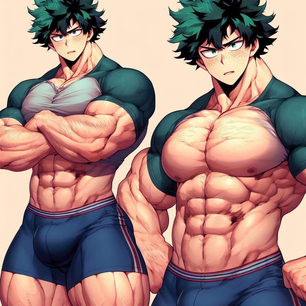 1boy 1male 1man abs ai_generated bara bara_tiddies bara_tits biceps big_muscles concept_art deltoids fit fit_male hyper_muscles izuku_midoriya large_pecs large_pectorals male male_focus male_nipples male_only man man_boobs man_breasts man_tits manly masculine masculine_male muscle muscles muscular muscular_male my_hero_academia pecs pectorals shorts solo solo_focus solo_male strong trapezius