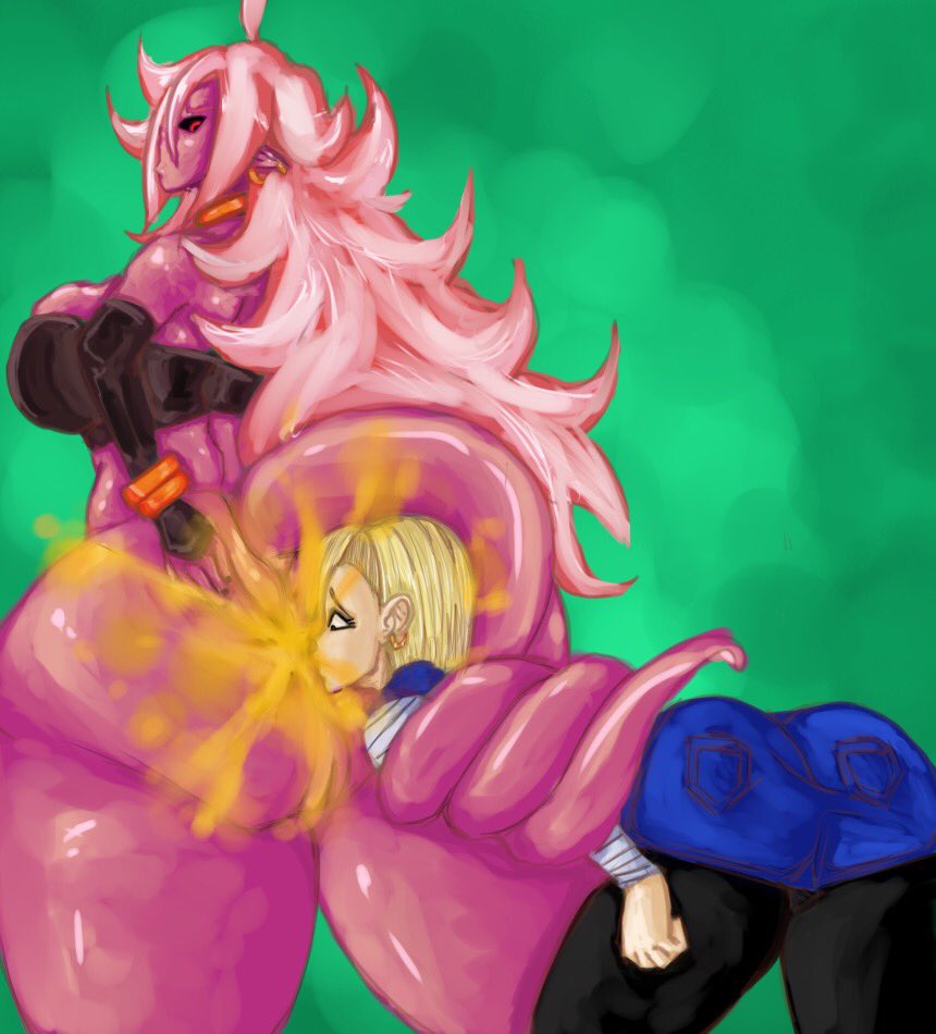 2girls android_18 android_21 ass big_ass dragon_ball dragon_ball_z face_in_ass fart fart_cloud fart_fetish farting farting_on_face female femdom femsub pink_skin sweatybuttcave