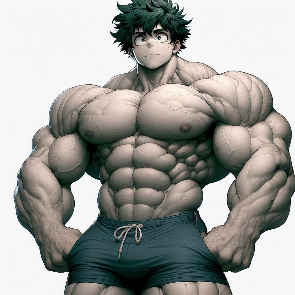 1boy 1male 1man abs ai_generated bara bara_tiddies bara_tits biceps big_muscles concept_art deltoids fit fit_male hyper_muscles izuku_midoriya large_pecs large_pectorals male male_focus male_nipples male_only man man_boobs man_breasts man_tits manly masculine masculine_male muscle muscles muscular muscular_male my_hero_academia pecs pectorals shorts solo solo_focus solo_male strong trapezius