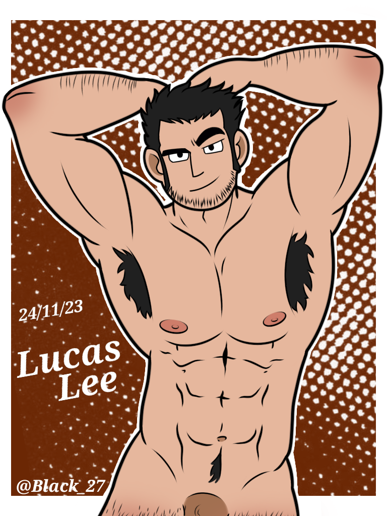 abdomen bara bara_boy bara_tits black_hair lucas_lee male_only muscles pectorals penis picture_on_wall scott_pilgrim scott_pilgrim_takes_off smilesmiling_at_viewer