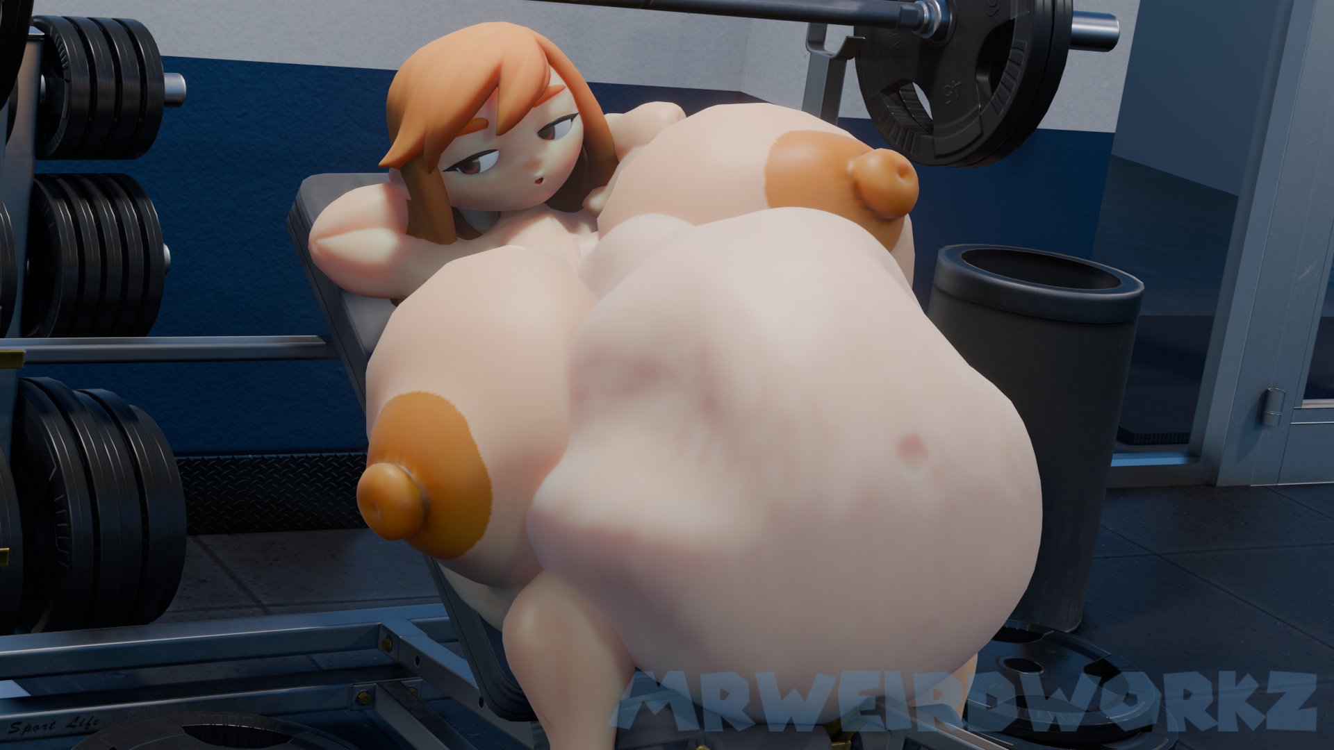 big belly, breasts, digestion, female, female pred, huge breasts, human meggy, hyper, hyper belly, hyper breasts, meggy spletzer, mrweirdworkz, nude, public, smg4, thick thighs, vore, vore belly, weirderworkz, workout