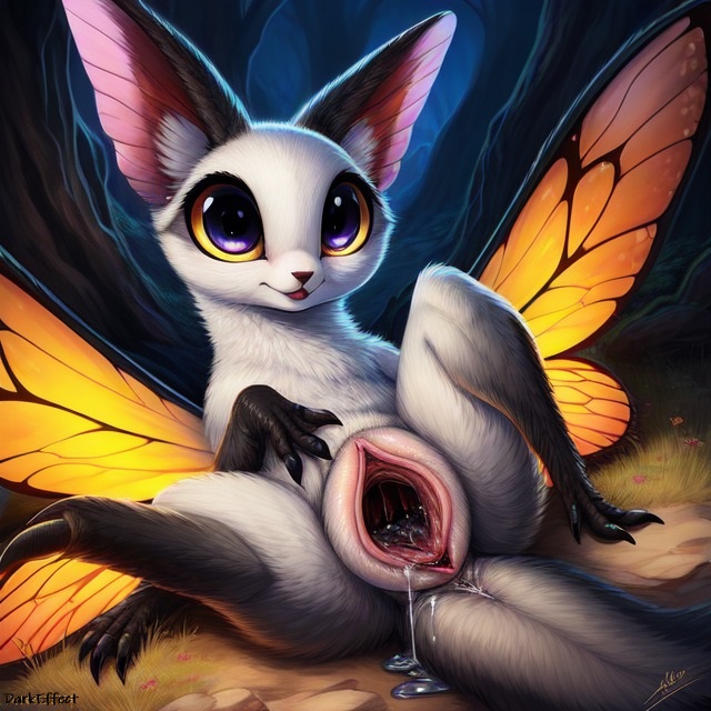 1girls adorable ai_generated anthro big_eyes bug bug_girl butterfly_wings darkeffect female_only furry insect long_ears looking_at_viewer mammal original_character pointy_ears pussy pussy_juice tail unknown_species white_fur