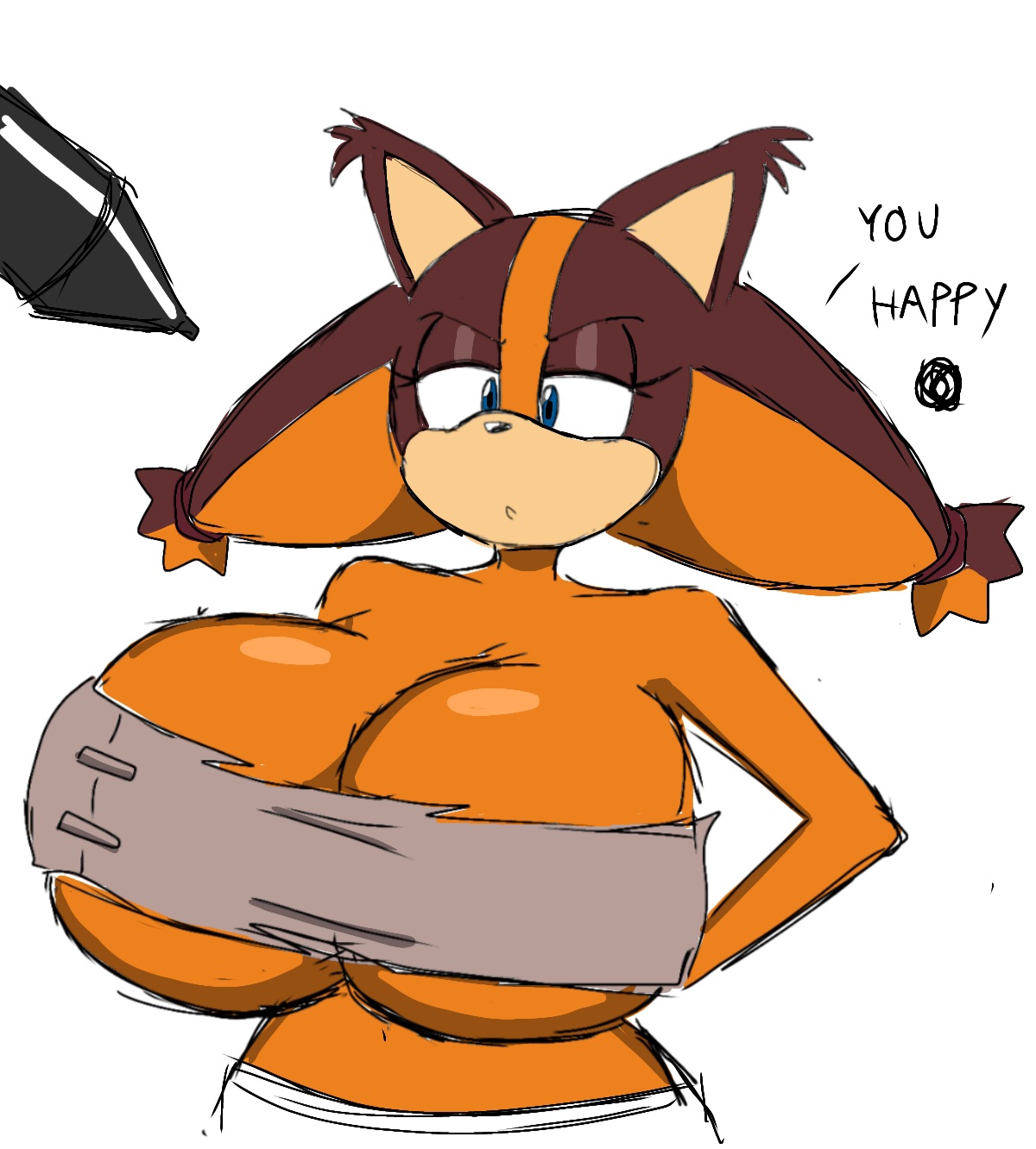 1girls, 2023, anthro, big breasts, boob window, breast expansion, breast growth, breast growth (enlargement), breasts, female, female only, fur, furry, huge breasts, mobian (species), momiji (artist), no bra, sega, sonic (series), sonic boom, sonic the hedgehog (series), sticks the badger, underboob