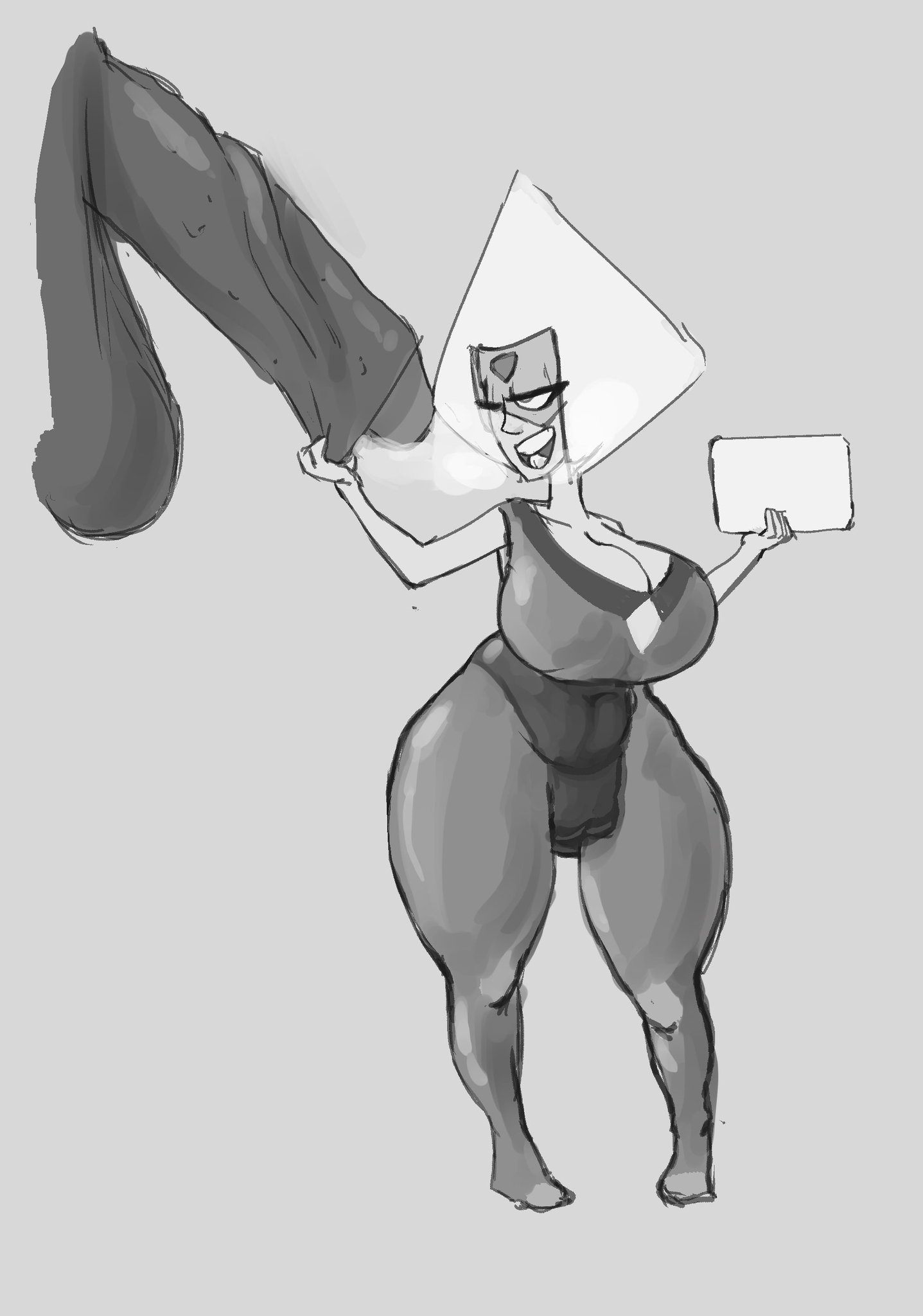1girls, ass, big ass, big breasts, bodysuit, breasts, cameltoe, cleavage, clothed, clothing, disembodied penis, fat pussy, female, fully clothed, fully clothed female, gem (species), male, penis, peridot (steven universe), pussy, putricia, shortstack, steam, steamy, steven universe, veiny penis