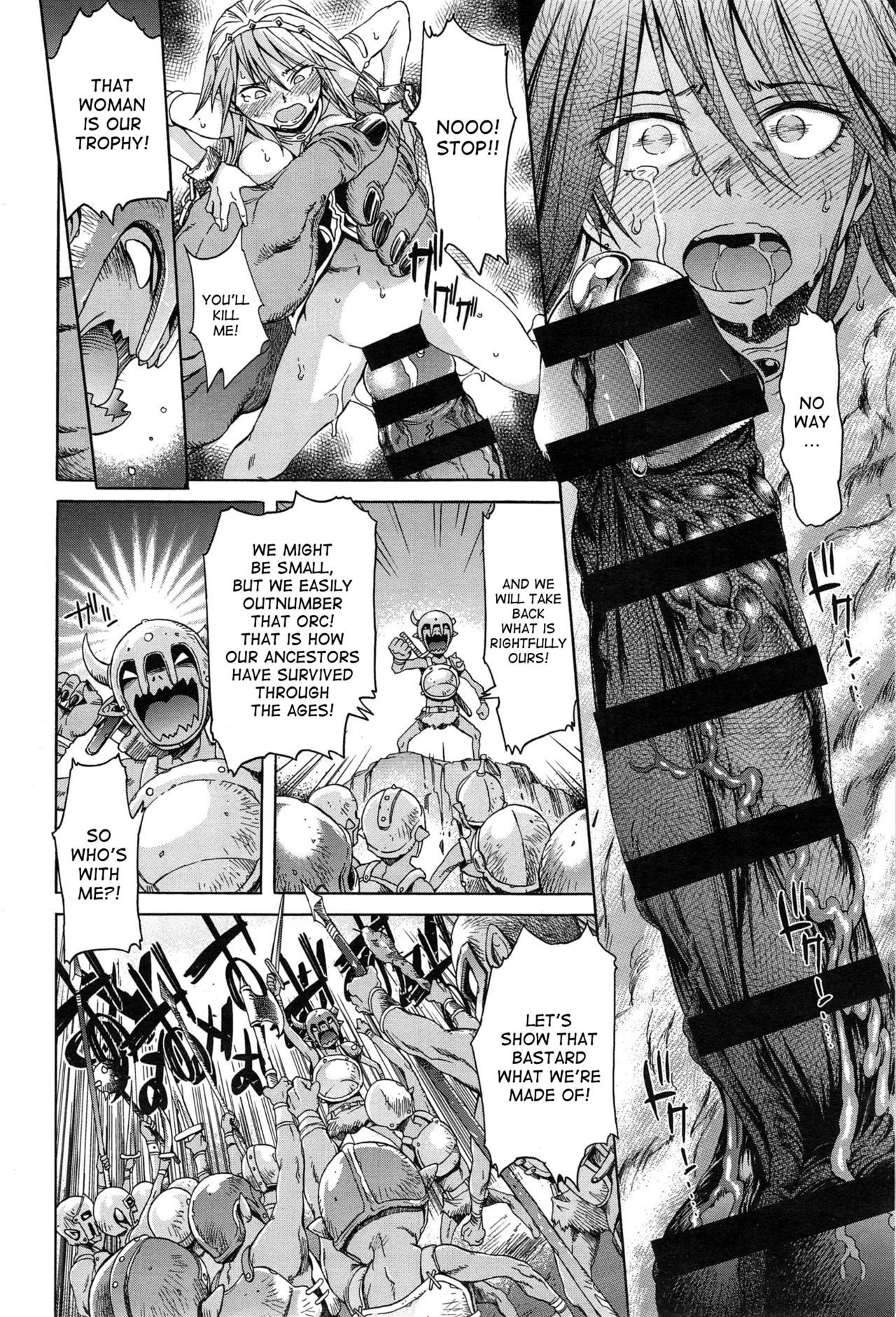 1girls, absurdly large cock, black and white, censored, crying, crying with eyes open, doujin, doujinshi, english, english text, female, frightened, greyscale, h9, human onahole, large penis, looking at penis, male, monochrome, monster, monster cock, monster male, monster rape, more at source, open mouth, orc, orc male, orc rape, penis, penis awe, rape, raped by monster, rough sex, tagme, text, tongue, tongue out, too big, translated, violent rape, violent sex
