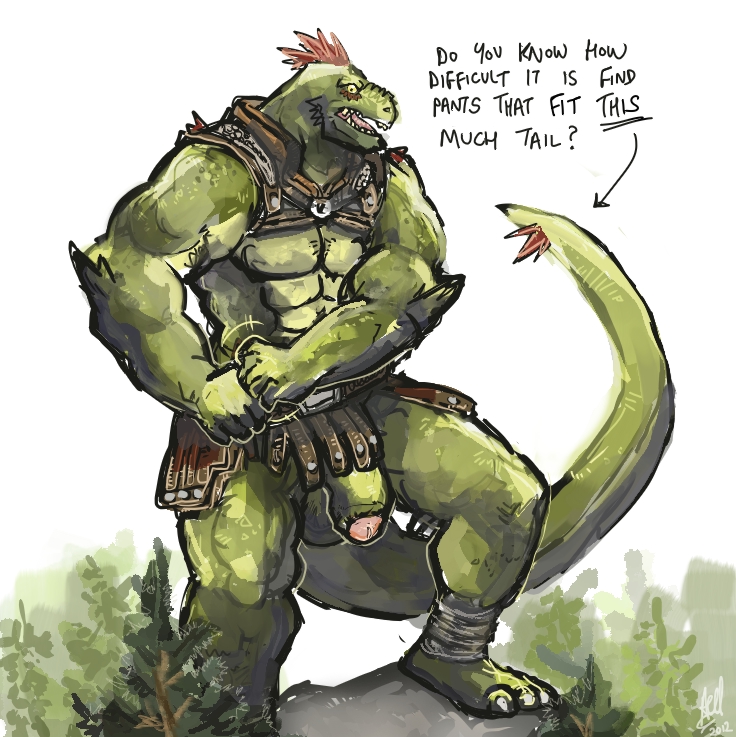 anthro aokmaidu argonian balls bara barazoku flaccid male male_only muscles muscular penis scalie skyrim solo solo_male tail the_elder_scrolls